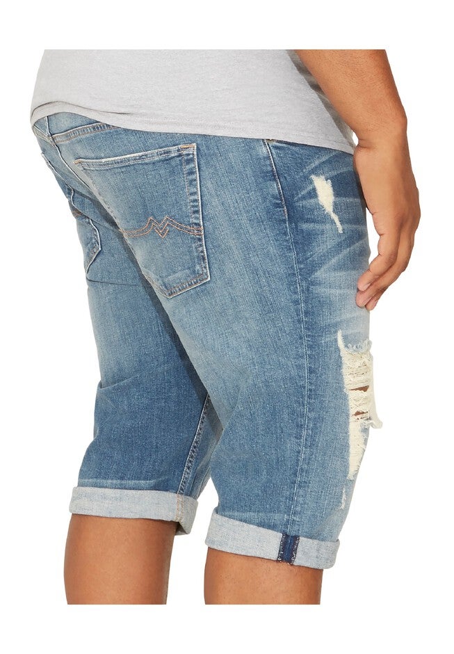MVP Collections® Distressed Wash Denim Shorts, , alternate image number null