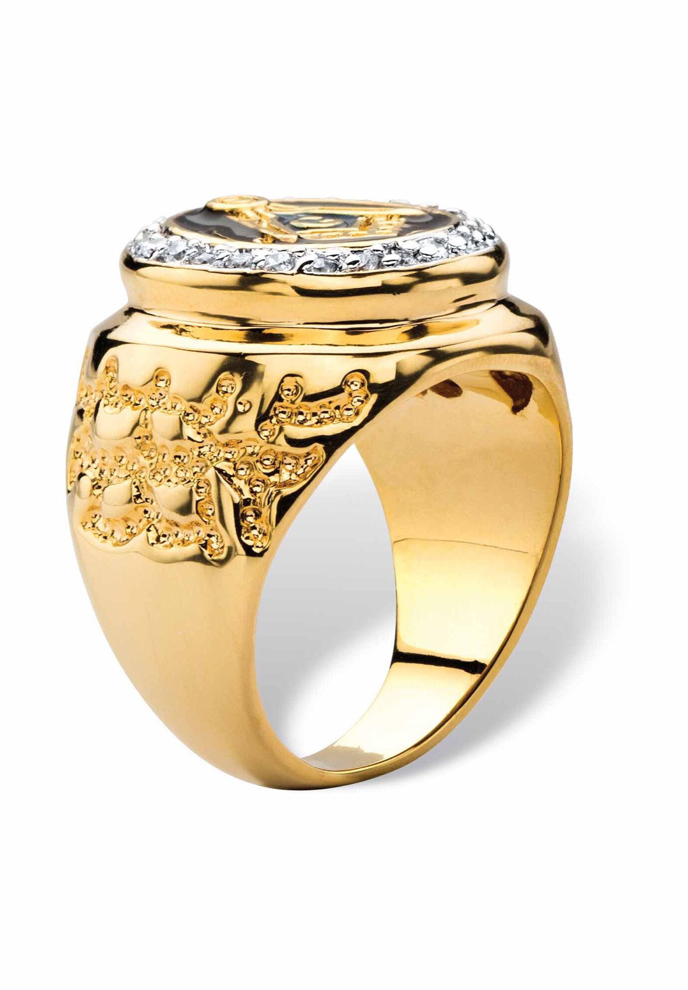 Men's 2 TCW CZ 14k Yellow Gold-Plated Nugget-Style Ring 