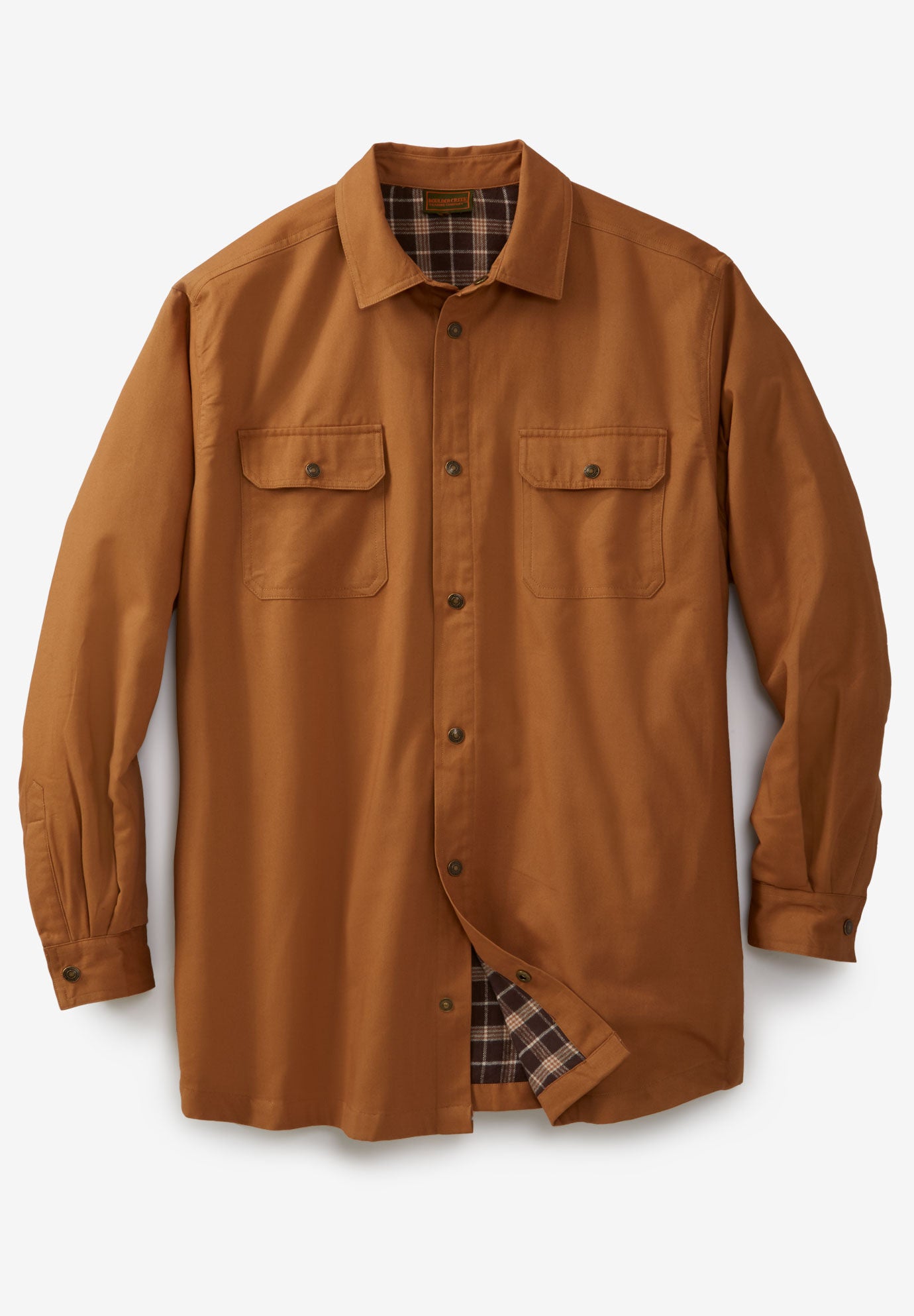Flannel Lined Twill Shirt Jacket for Men Bleach Denim King Size