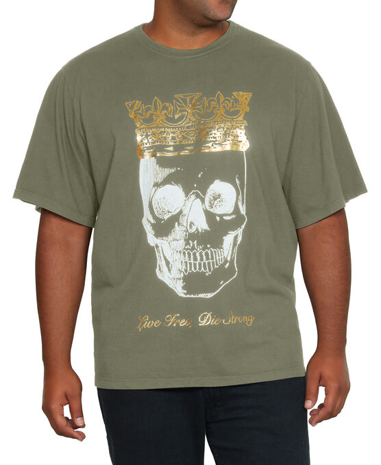 Skull Face Print T-Shirt, OLIVE, hi-res image number null