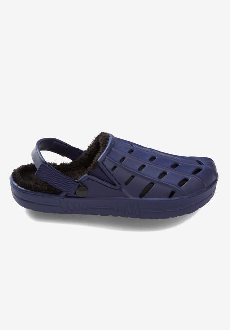 Fur-Lined Rubber Clogs, NAVY, hi-res image number null