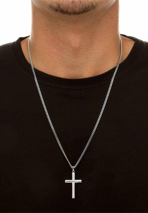 Sterling Silver Cross Pendant with 24 inch Chain, , alternate image number null