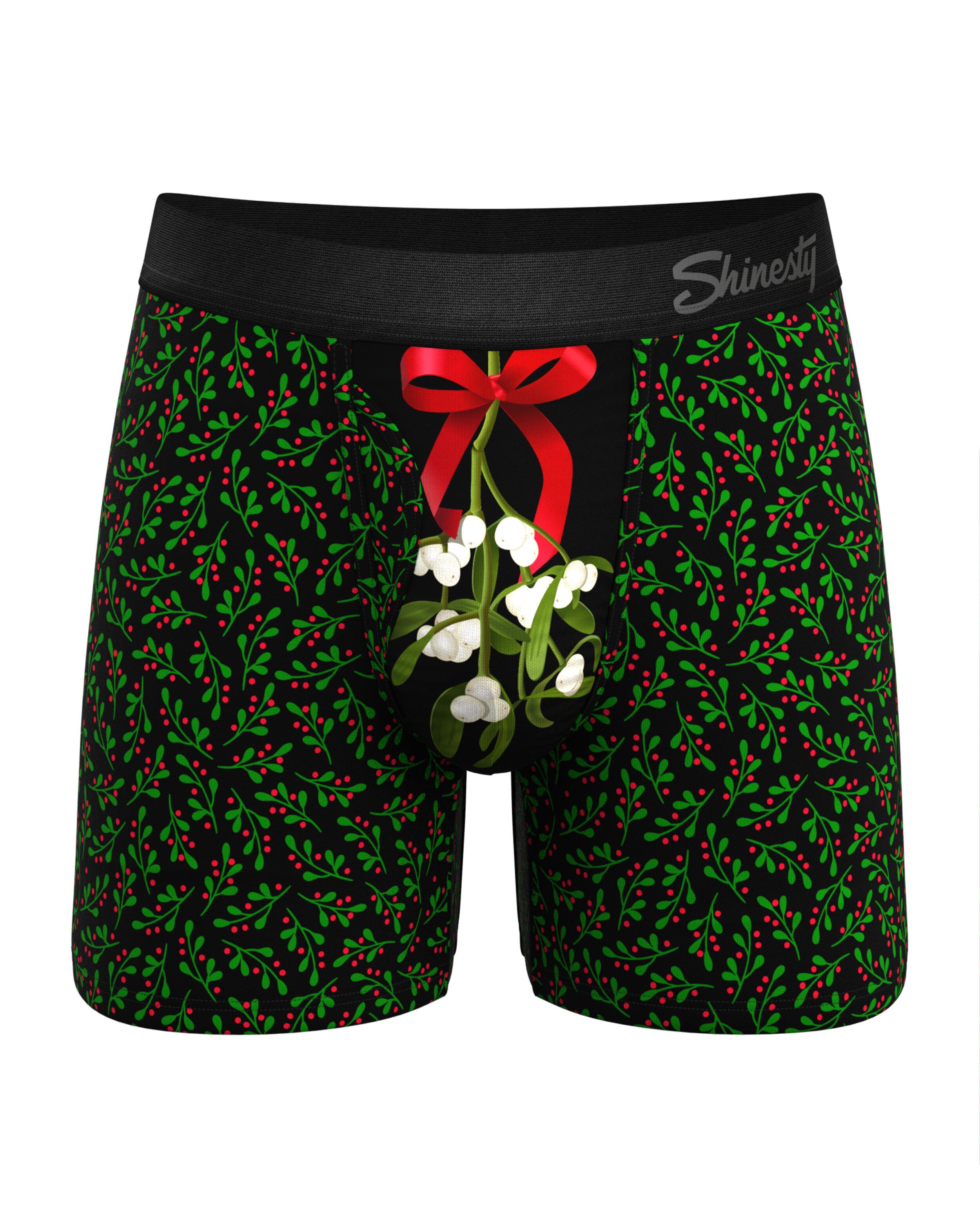 The Kiss Me There Mistletoe Ball Hammock Pouch Underwear With Fly
