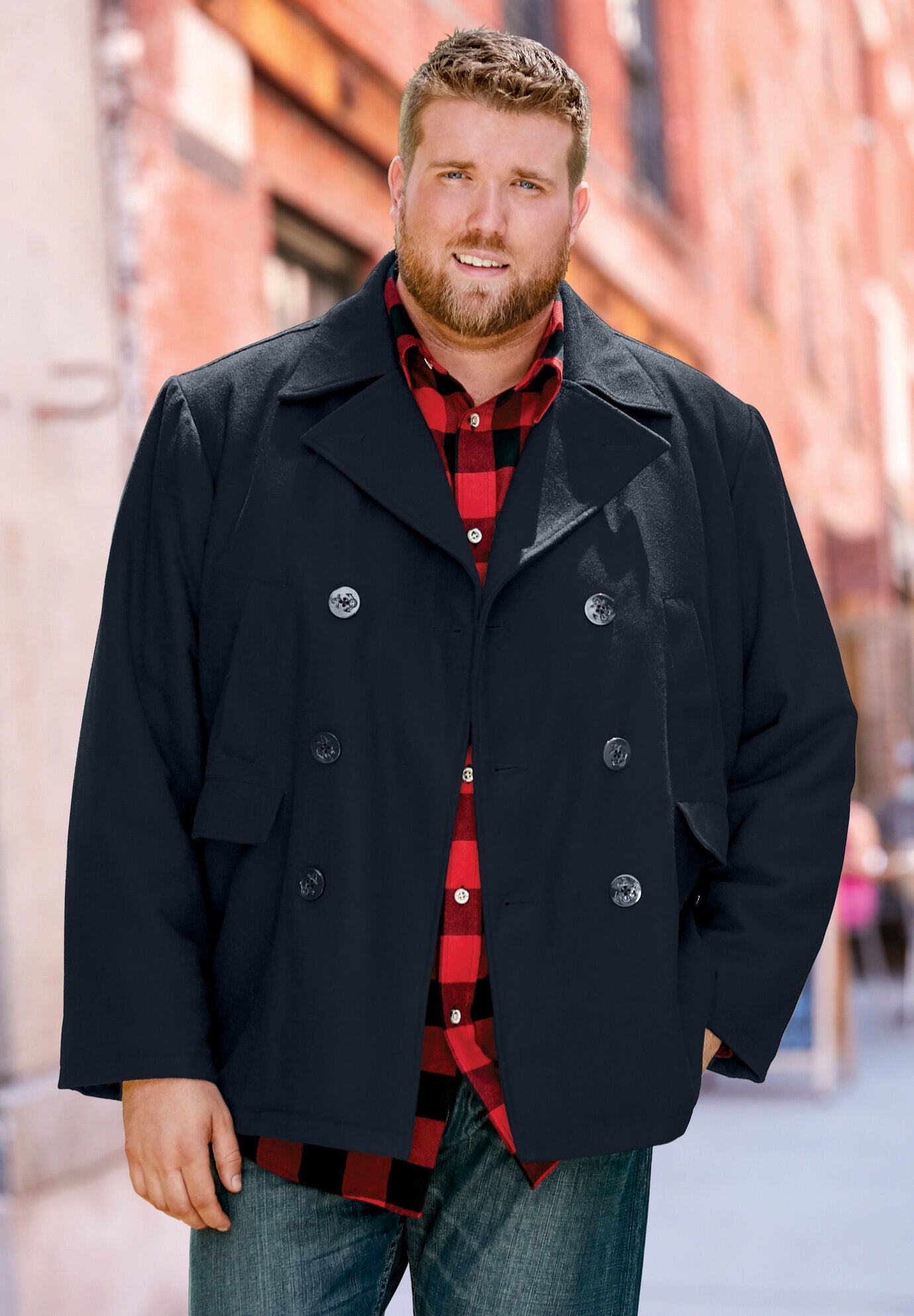 Mens plus size peacoat on sale
