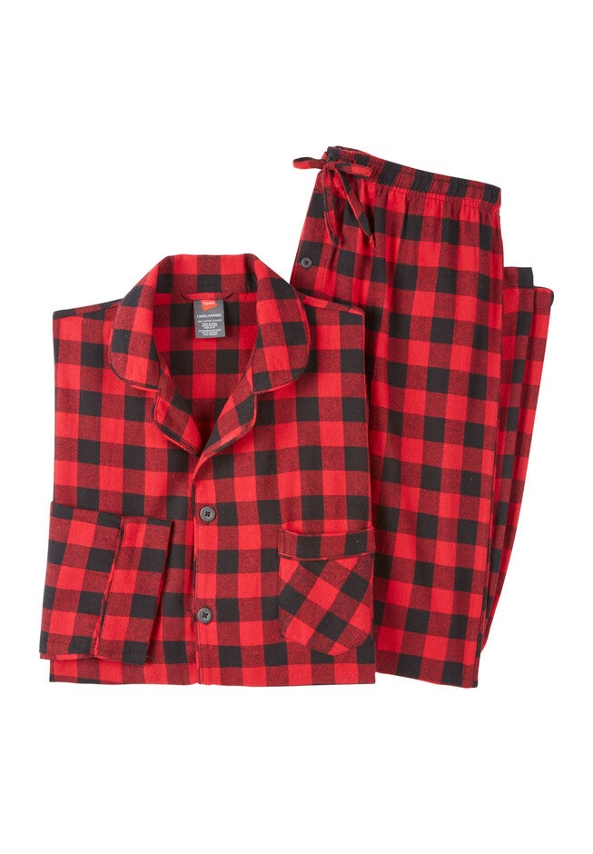 Hanes® Flannel Pajamas, RED BLACK, hi-res image number 0