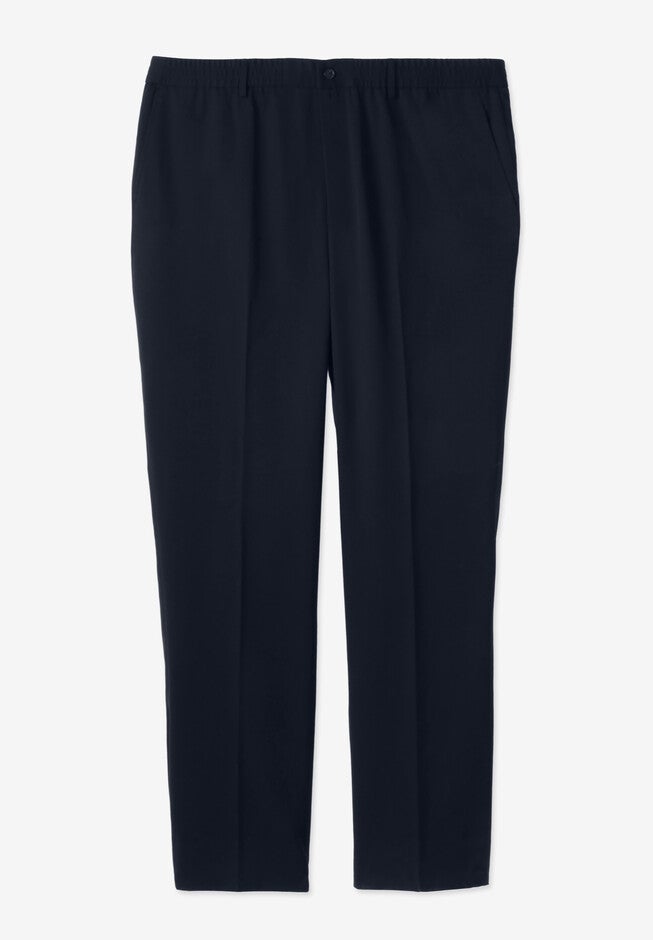 Plainfront No Hassle Full Elastic Waistband Dress Pant, BLACK, hi-res image number null