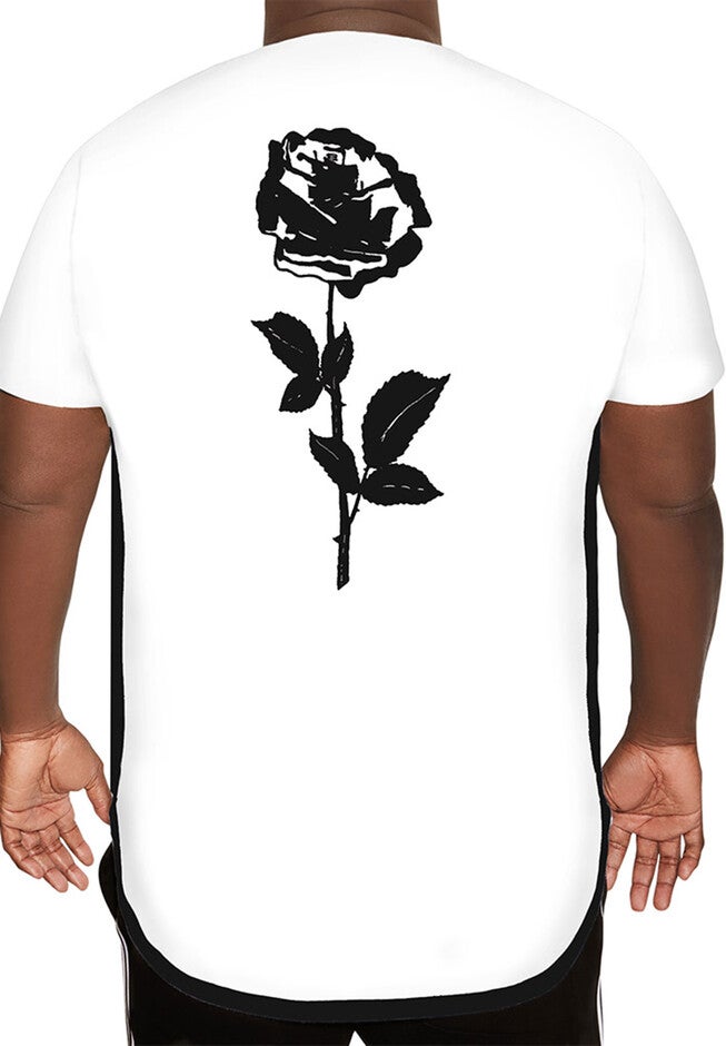 MVP Collections® Rose Screen Hi-Lo Tee, CRYSTAL WHITE, hi-res image number null
