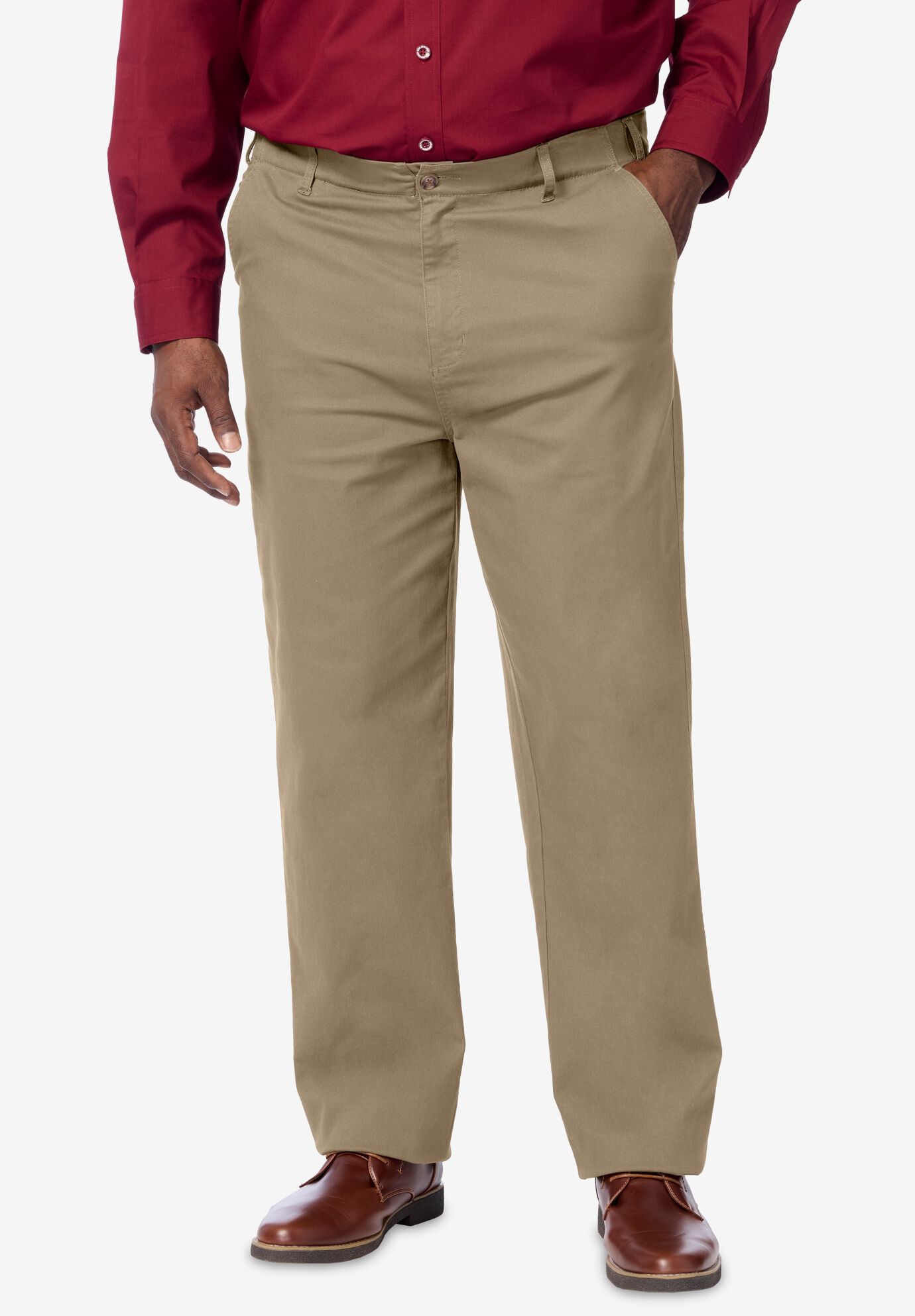 Comfort Waist Stretch Chino Pants, DARK KHAKI, hi-res image number 0