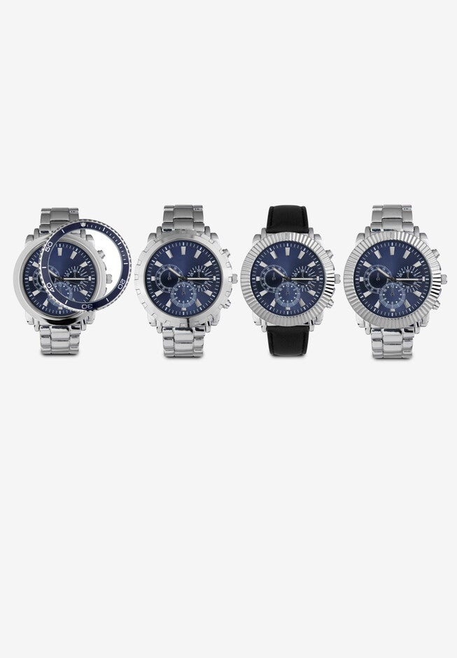 Silvertone/Black Watch Set, SILVER BLACK, hi-res image number null