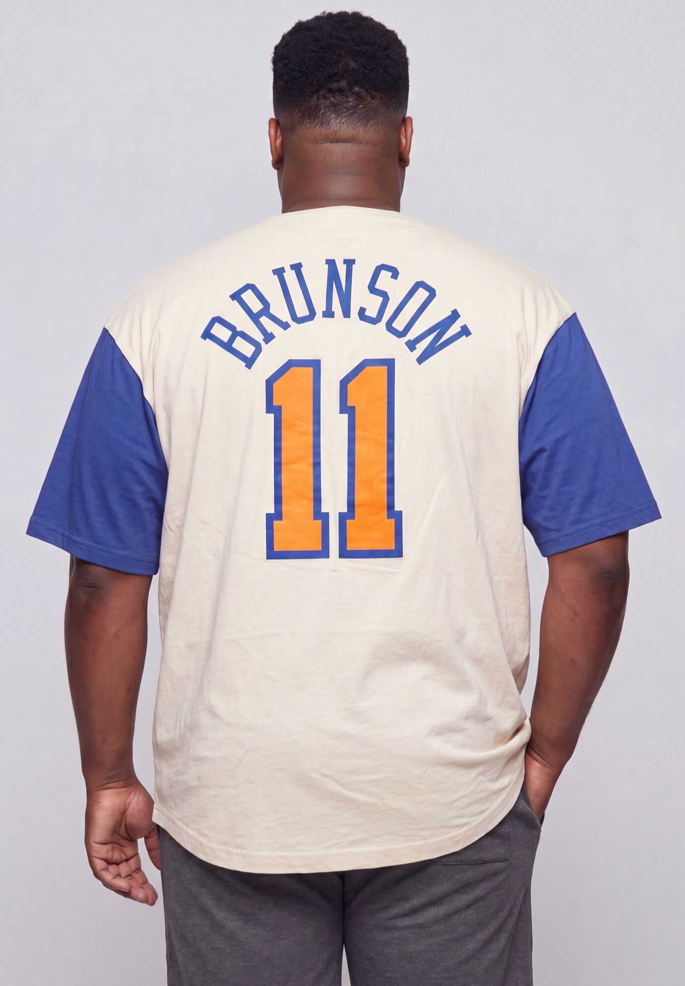 New York Knicks Baseball Jersey, CREAM ROYAL, on-hover image number 1