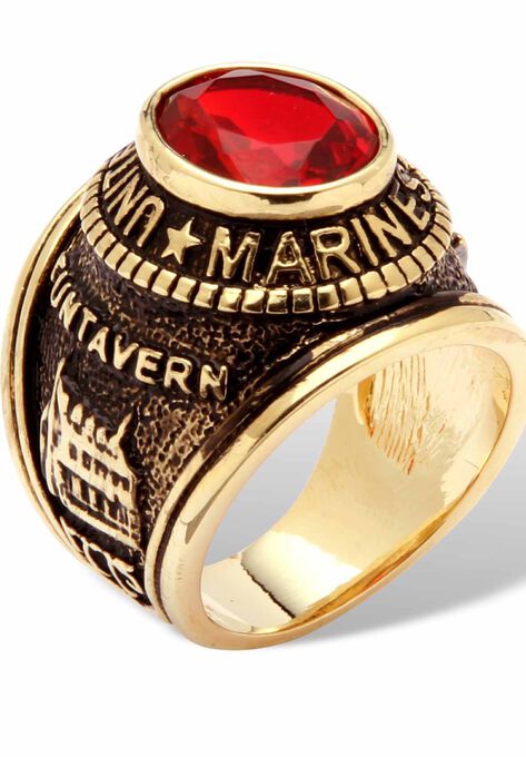 Gold-Plated Ruby United States Marines Ring, , on-hover image number null