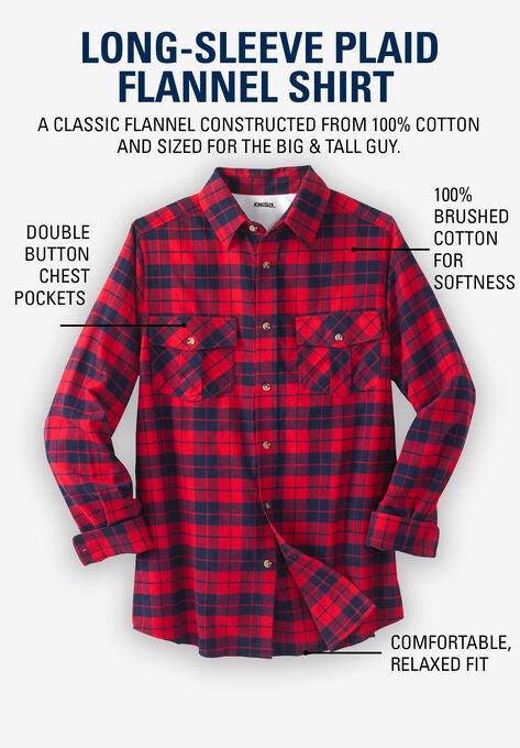 Plaid Flannel Shirt Big And Tallflannel Shirts King Size