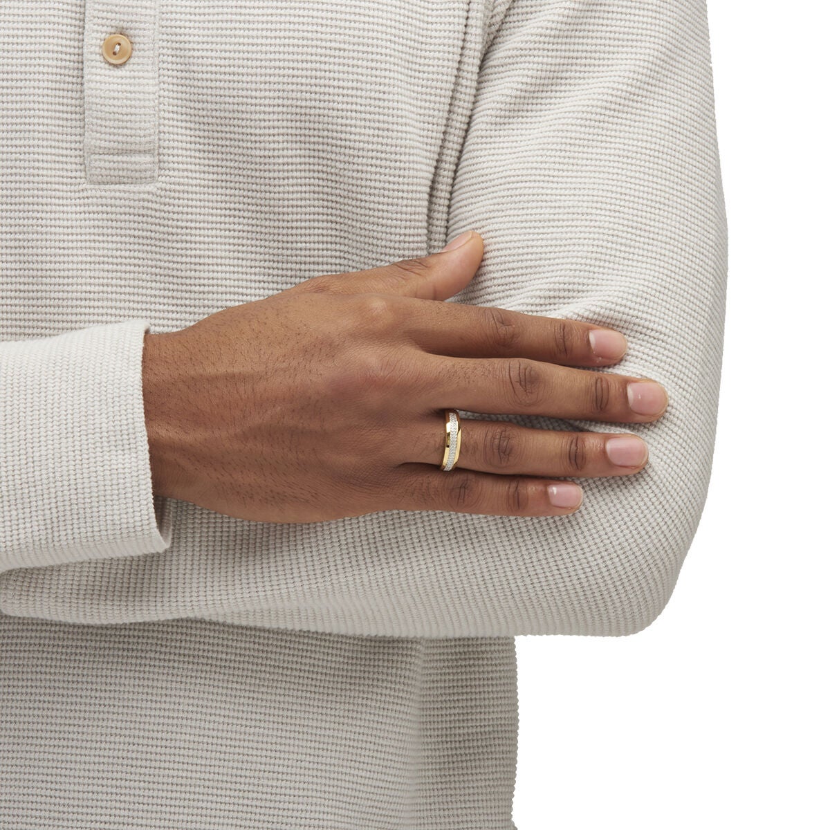 Men&#39;s 1/5 Cttw. Diamond Accent 18k Gold-plated Sterling Silver Wedding Ring, WHITE, alternate image number 4