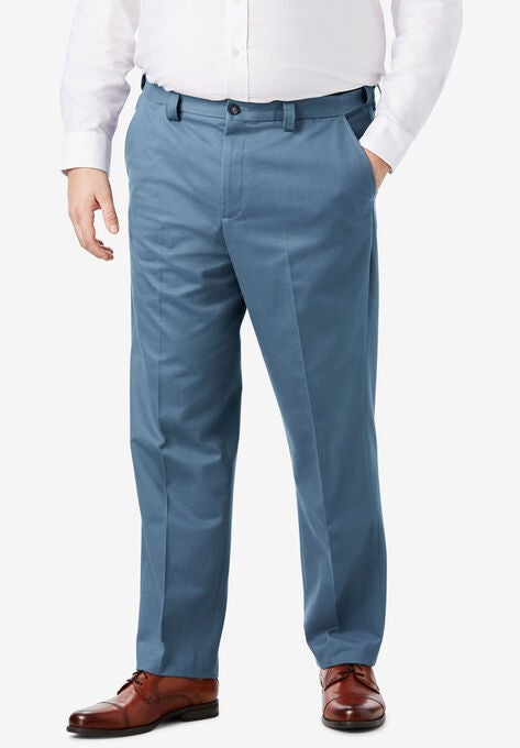 Classic Fit Wrinkle Free Expandable Waist Plain Front Pants Big