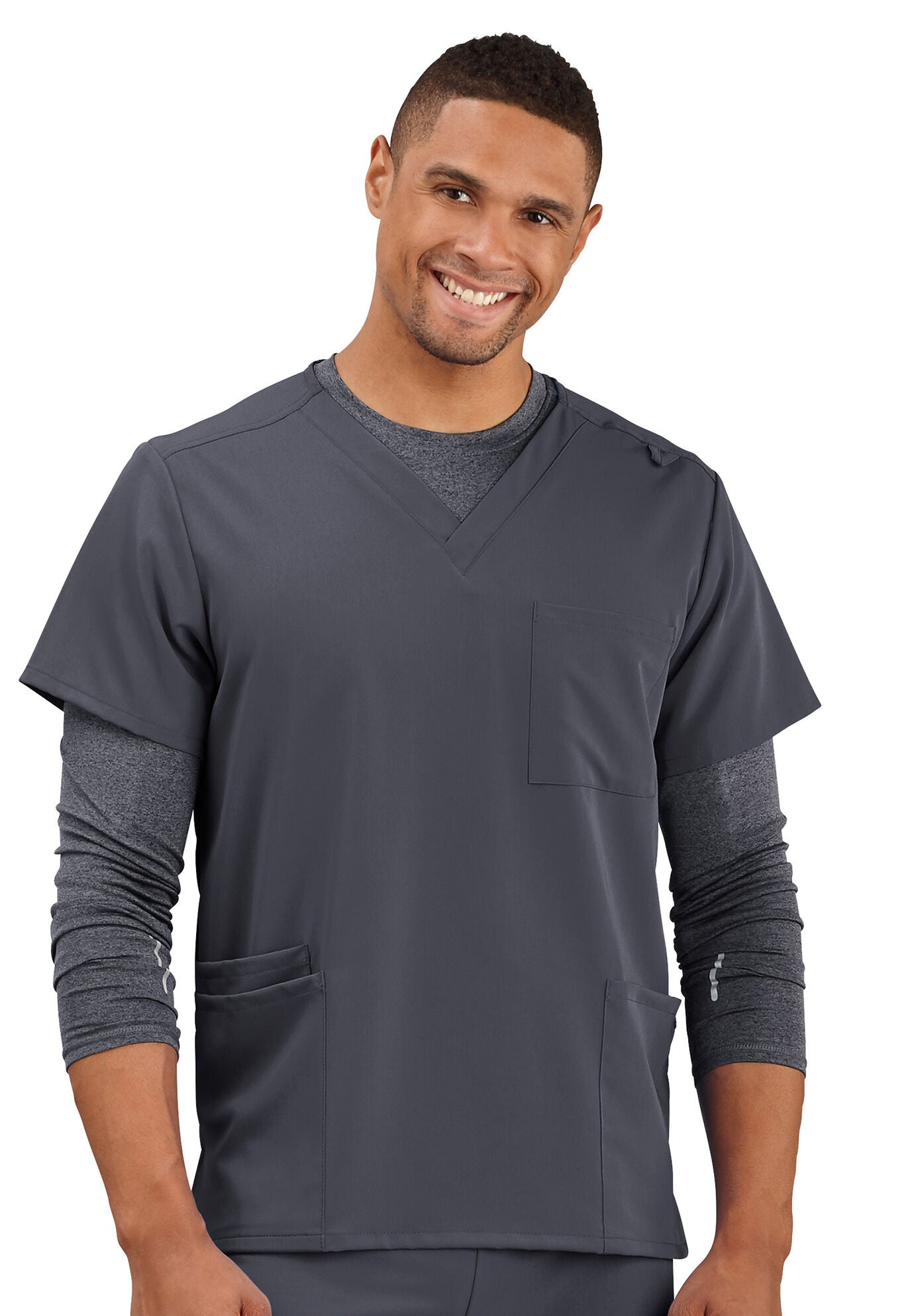 Four Pocket Unisex Scrub Top, CHARCOAL, hi-res image number 0