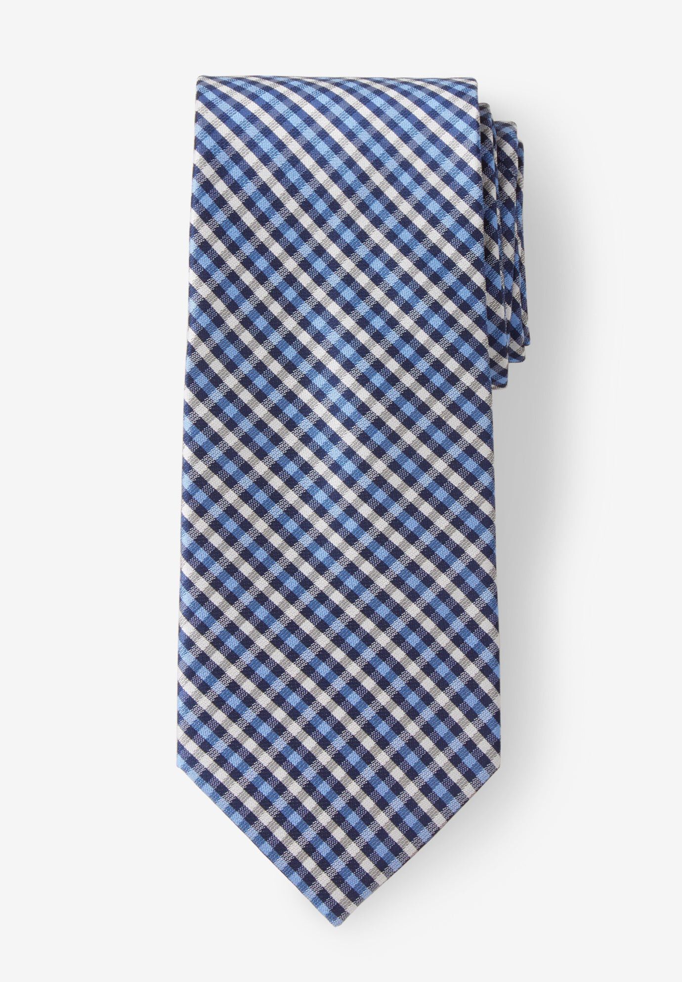Extra Long Check Tie, BLUE CHECK, hi-res image number 0