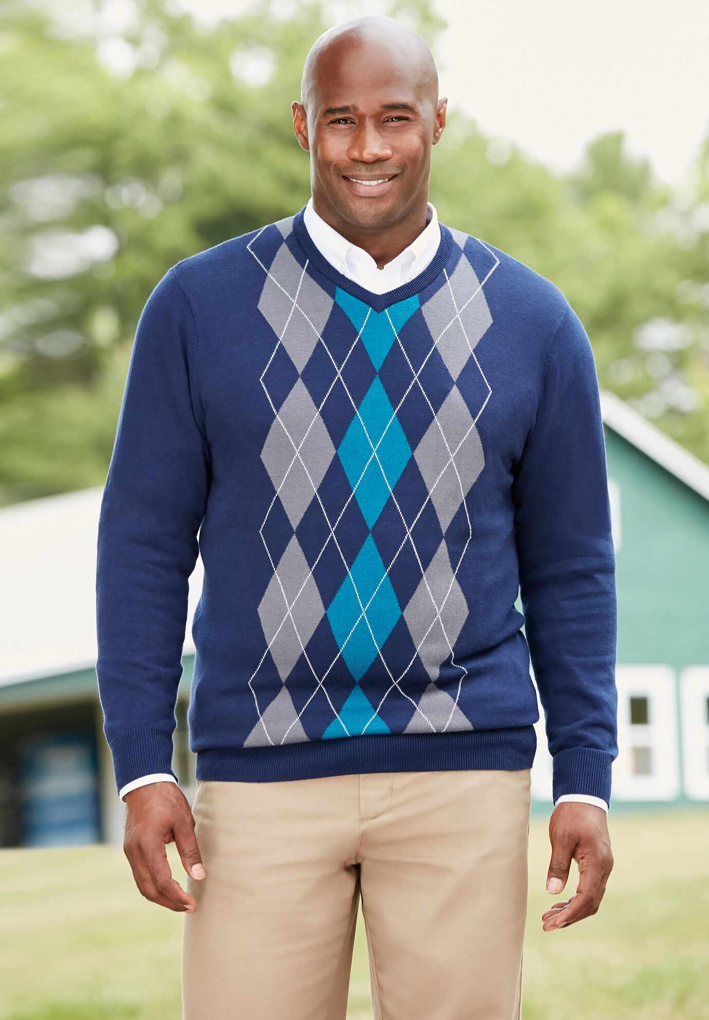 KingSize Mens Big & Tall V-Neck Argyle Sweater Vest 