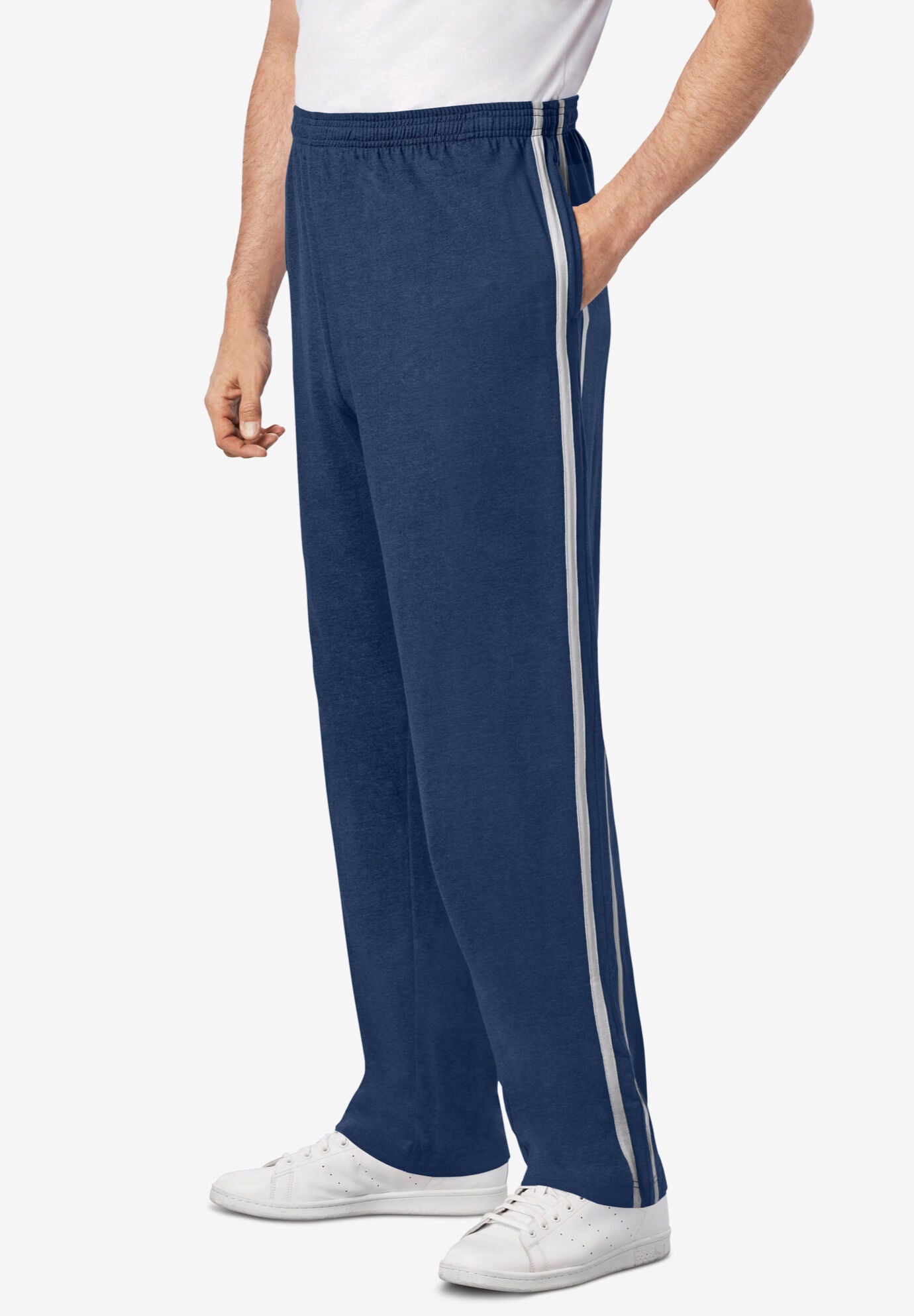 Blue sweatpants with white stripe new arrivals