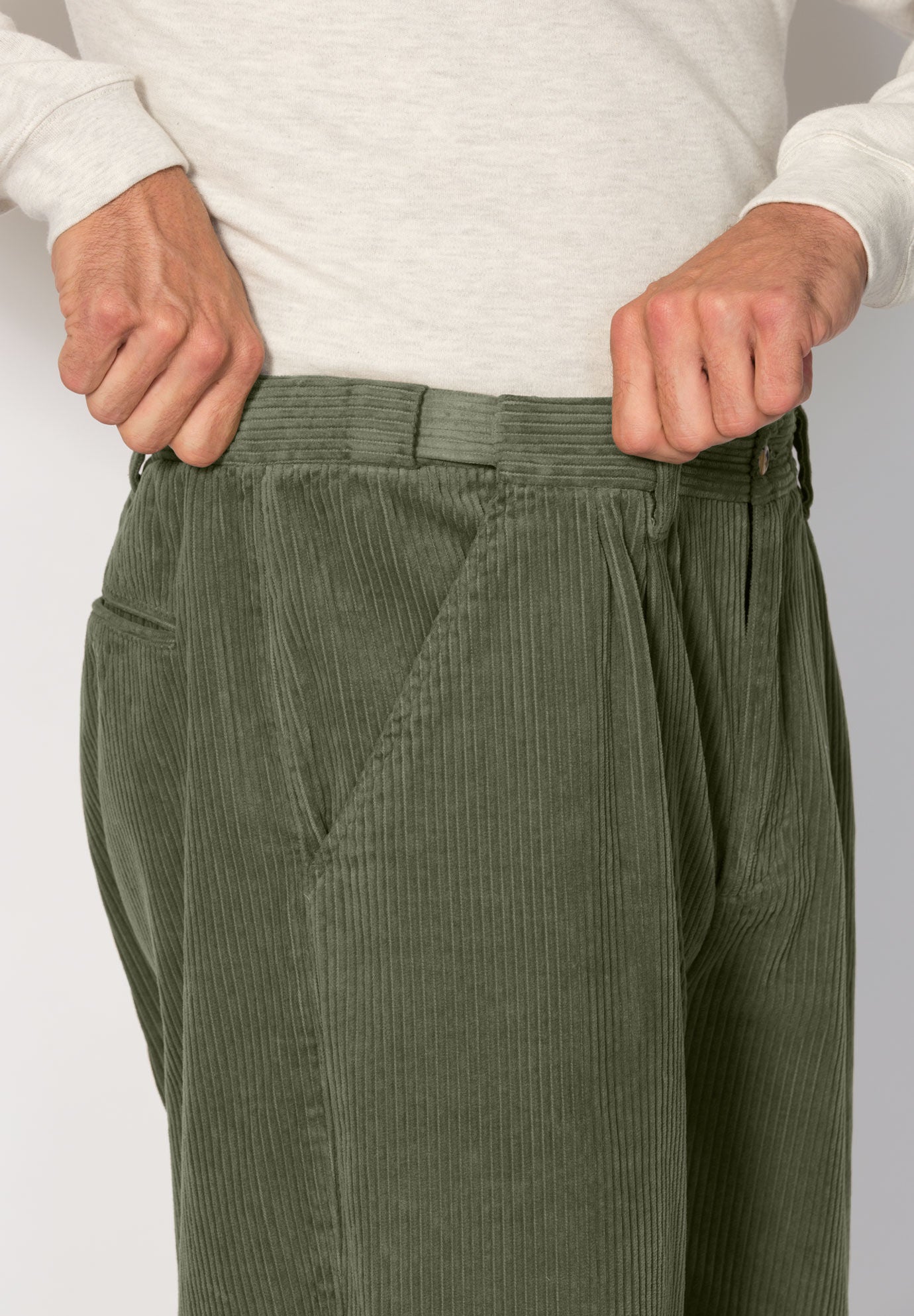 pleated front corduroy mens trousers