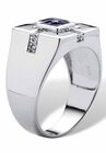 Sterling Silver Genuine Blue Sapphire and Diamond Accent Ring, , on-hover image number null