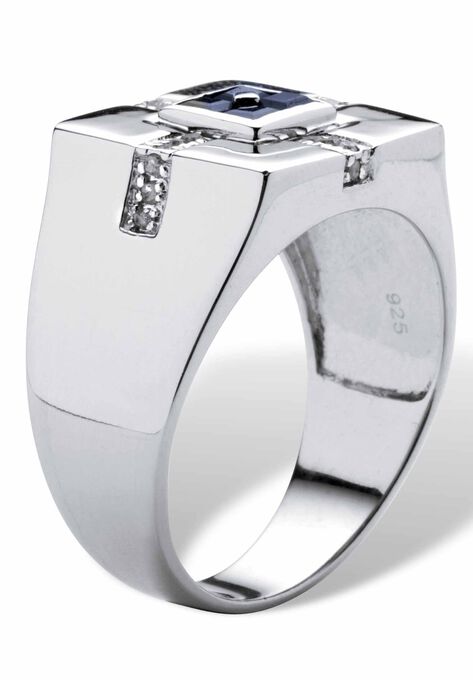 Sterling Silver Genuine Blue Sapphire and Diamond Accent Ring, , on-hover image number null