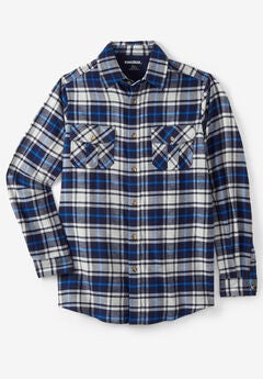 Plaid Flannel Shirt, NAVY PLAID