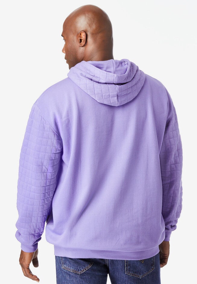 Quilted Sleeve Hooded Sweatshirt, , on-hover image number 1