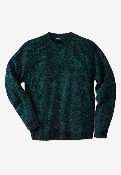Shaker Knit Crewneck Sweater, MIDNIGHT TEAL MARL, hi-res image number null