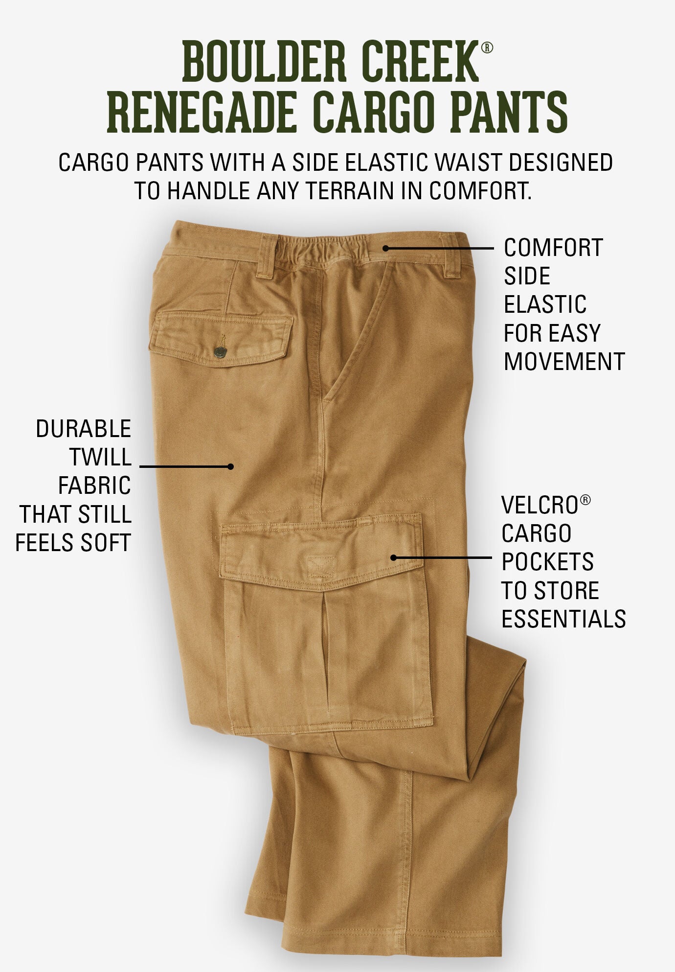 Elastic waist cargo pants big and tall discount