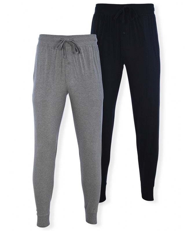 Hanes Big & Tall 2-Pack Knit Pajama Pants, BLACK GREY HEATHER, hi-res image number 0