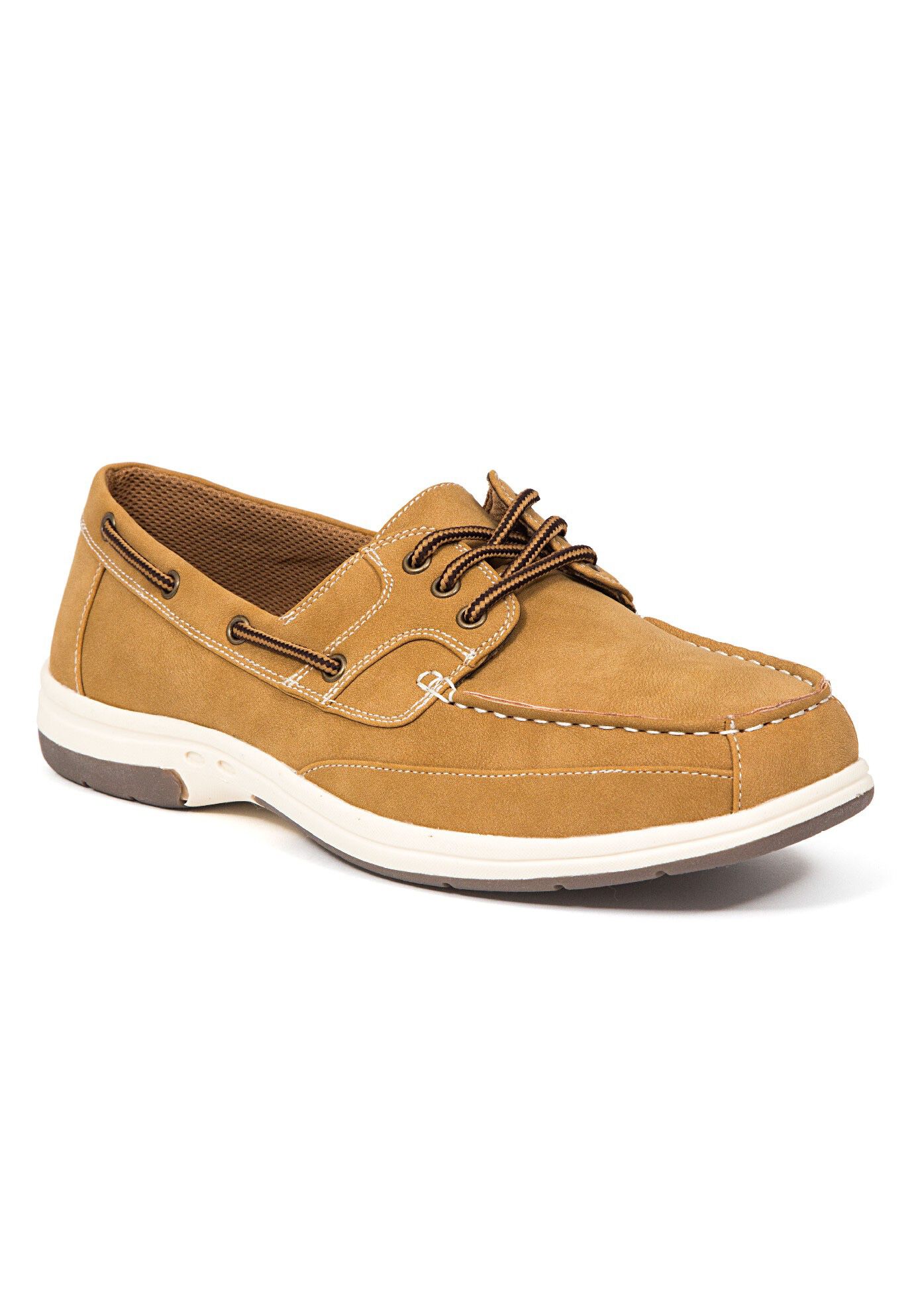 Lace Up Boat Shoes Memory Foam Comfort Light Tan King Size