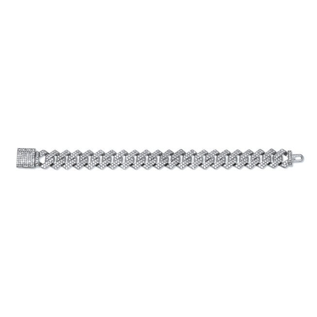 Round Crystal Silvertone Link Bracelet 9-inch, WHITE, alternate image number 4