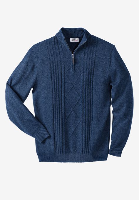 Liberty Blues™ Shoreman's Quarter Zip Cable Knit Sweater, , hi-res image number null