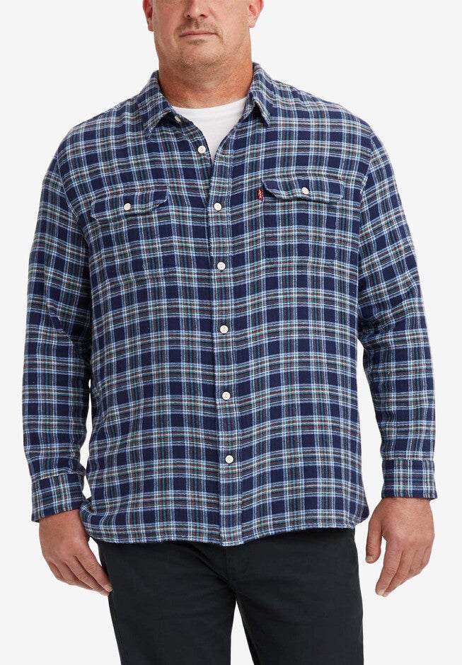 Levis® Plaid Long-Sleeve Shirt, PEACOAT PLAID, hi-res image number null