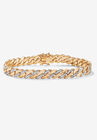 9.5" Gold-Plated Curb-Link Bracelet with Diamond Accents, GOLD, hi-res image number null