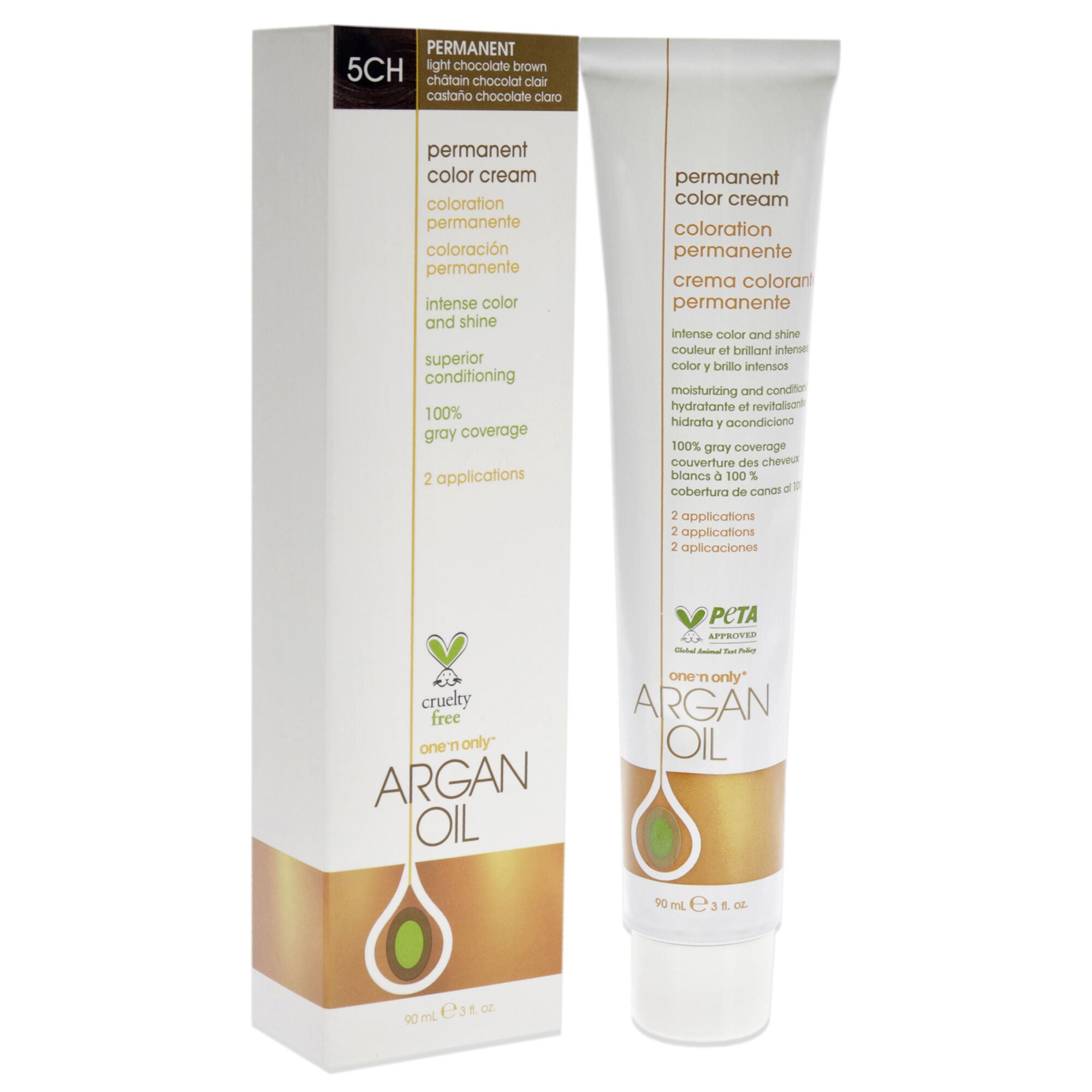 Argan Oil Permanent Color Cream - 5CH Light Chocolate Brown by One n Only for Unisex - 3 oz Hair Color, See Description, alternate image number 2
