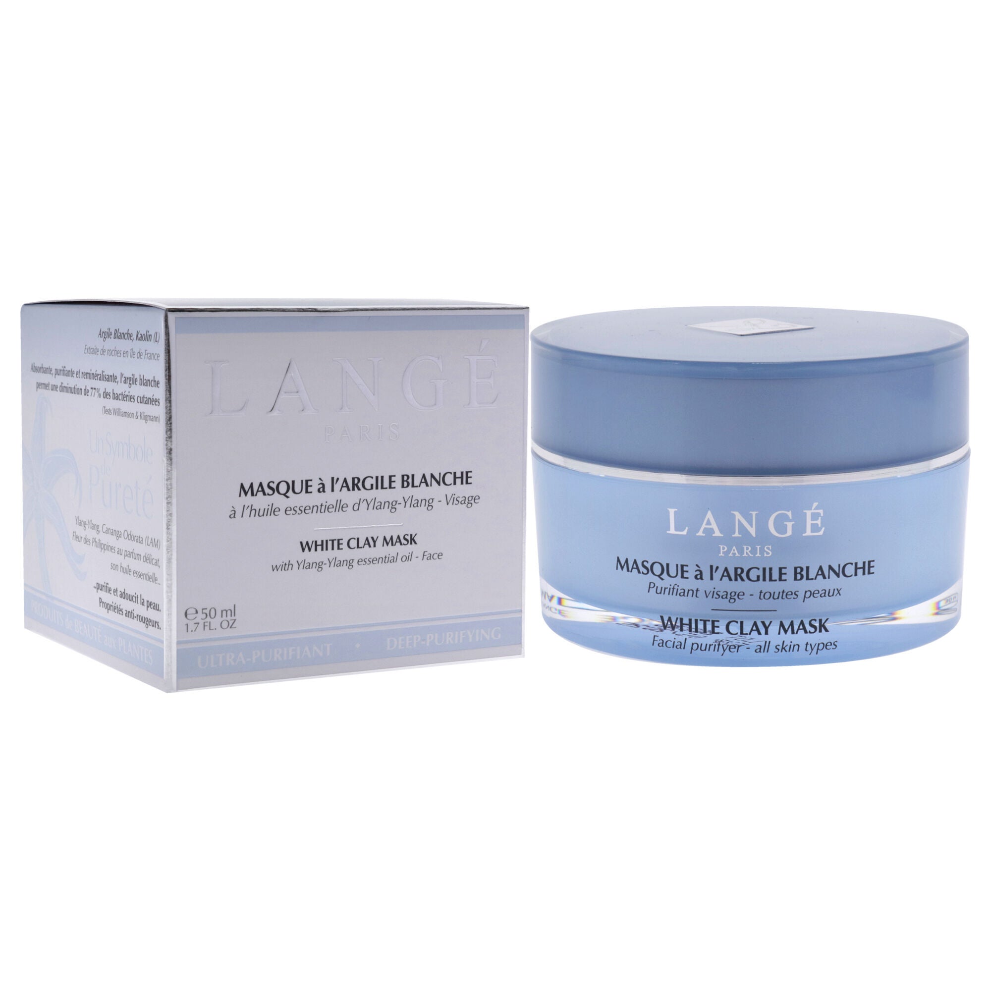 Deep Purifying White Clay Mask by Lange for Unisex - 1.7 oz Mask, See Description, alternate image number 1