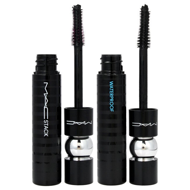 Stack Mascara Duo by MAC for Women - 2 Pc 0.41oz Superstack Mega Brush - Black, 0.41oz Superstack Mega Brush Waterproof - Black, NA, alternate image number null