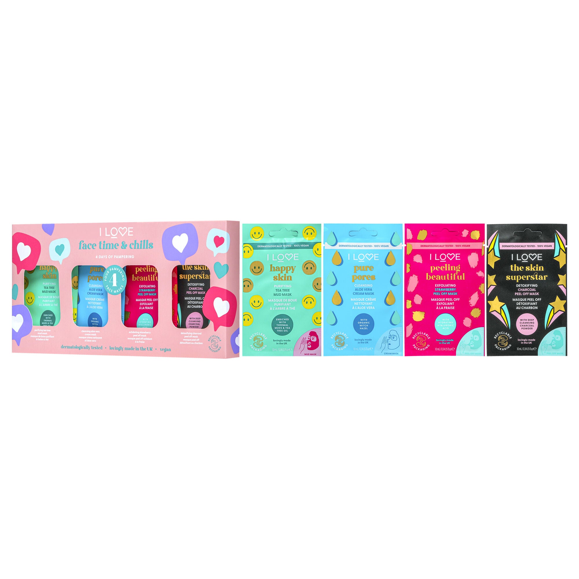 Face Time and Chills Face Mask by I Love Cosmetics for Women - 4 Pc Set, See Description, alternate image number 3