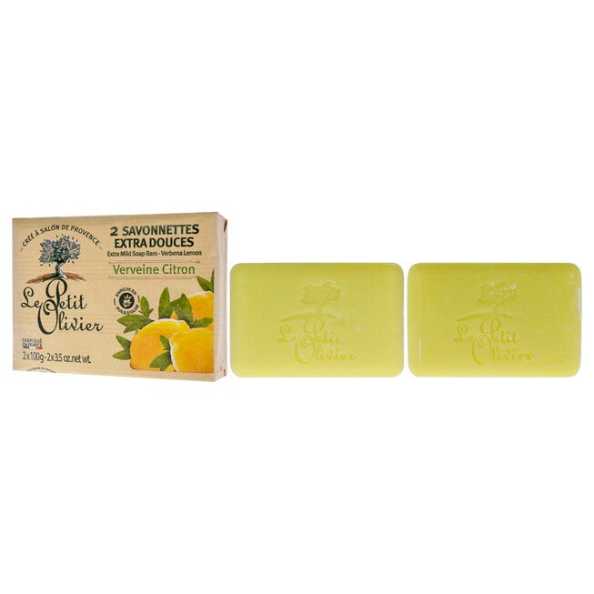 Extra Mild Soap Bars - Verbena Lemon by Le Petit Olivier for Men - 2 x 3.5 oz Soap, , alternate image number null