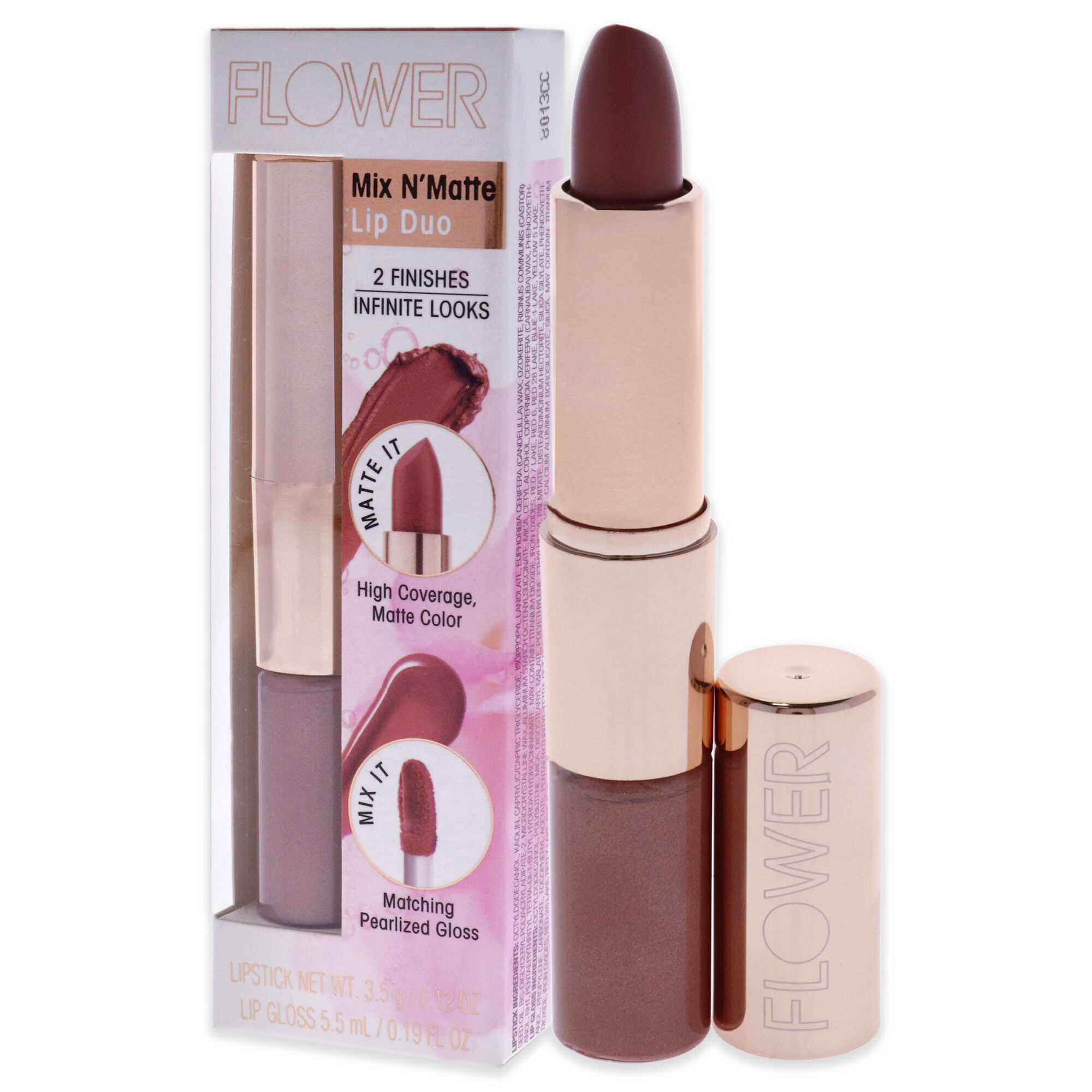 Mix N Matte Lip Duo - LD2 Honey Nude by Flower Beauty for Women - 1 Pc 0.12 oz Lipstick, 0.19 oz Lip Gloss, Brown, alternate image number 3