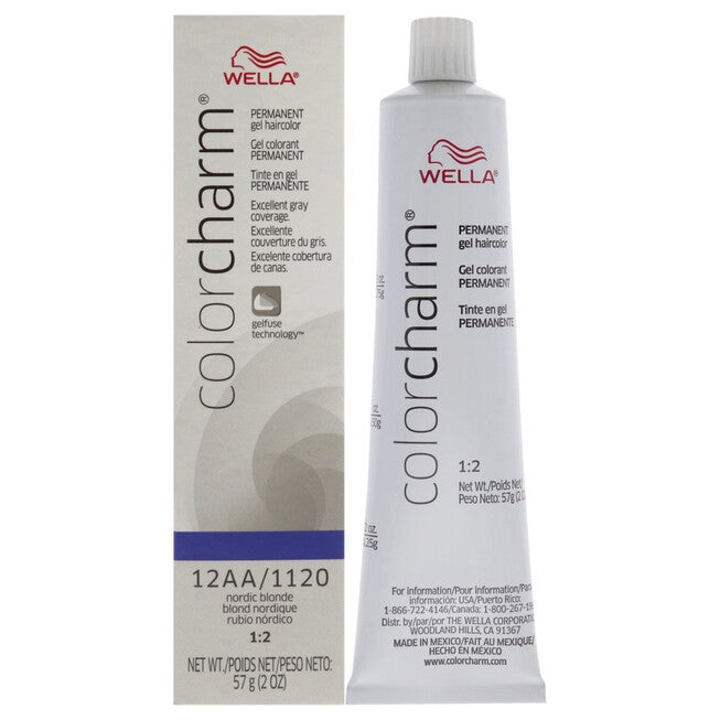 Color Charm Permanent Hair Color Gel - 12AA 1120 Nordic Blonde by Wella for Unisex - 2 oz Hair Color, NA, hi-res image number null