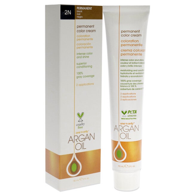 Argan Oil Permanent Color Cream - 2N Black by One n Only for Unisex - 3 oz Hair Color, , alternate image number null