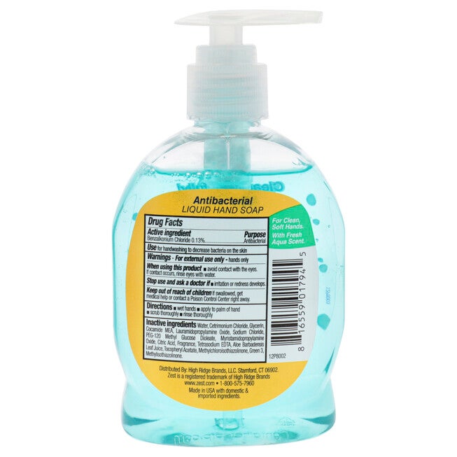 Antibacterial Liquid Hand Soap - Fresh Aqua by Zest for Unisex - 7.5 oz Soap, See Description, alternate image number 1