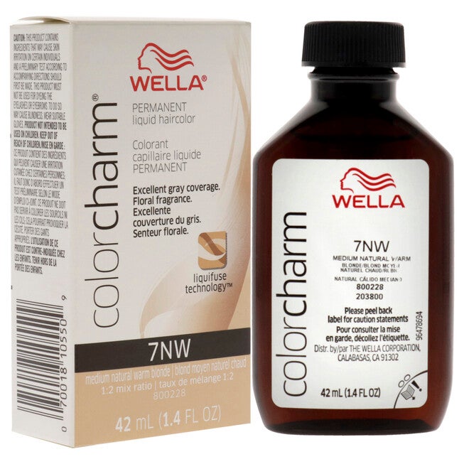 Color Charm Permanent Liquid Hair Color - 7NW Medium Natural Warm Blonde by Wella for Unisex - 1.42 oz Hair Color, NA, alternate image number null