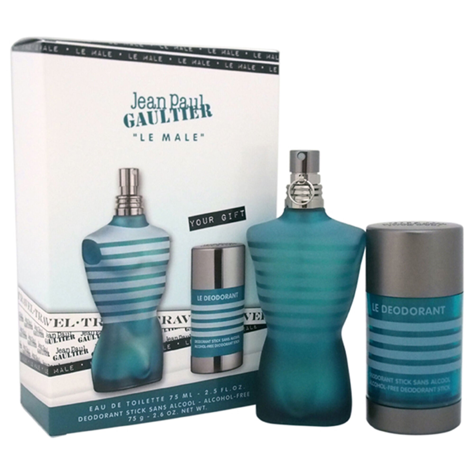 Le Male by Jean Paul Gaultier for Men - 2 Pc Gift Set 2.5oz EDT Spray, 2.6oz Alcohol Free Deodorant Stick, , alternate image number 1