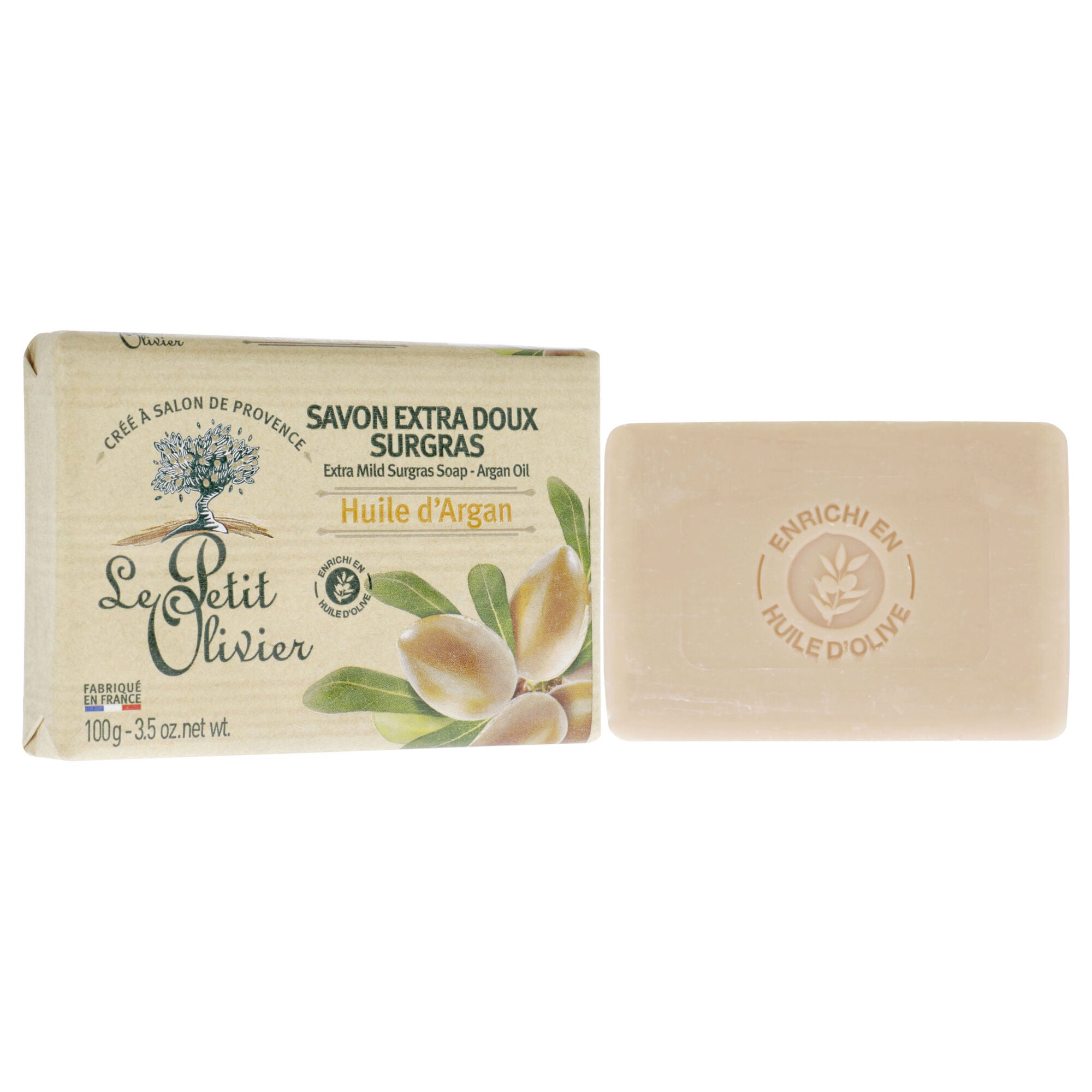 Extra Mild Surgras Soap - Argan Oil by Le Petit Olivier for Unisex - 3.5 oz Soap, See Description, alternate image number 1