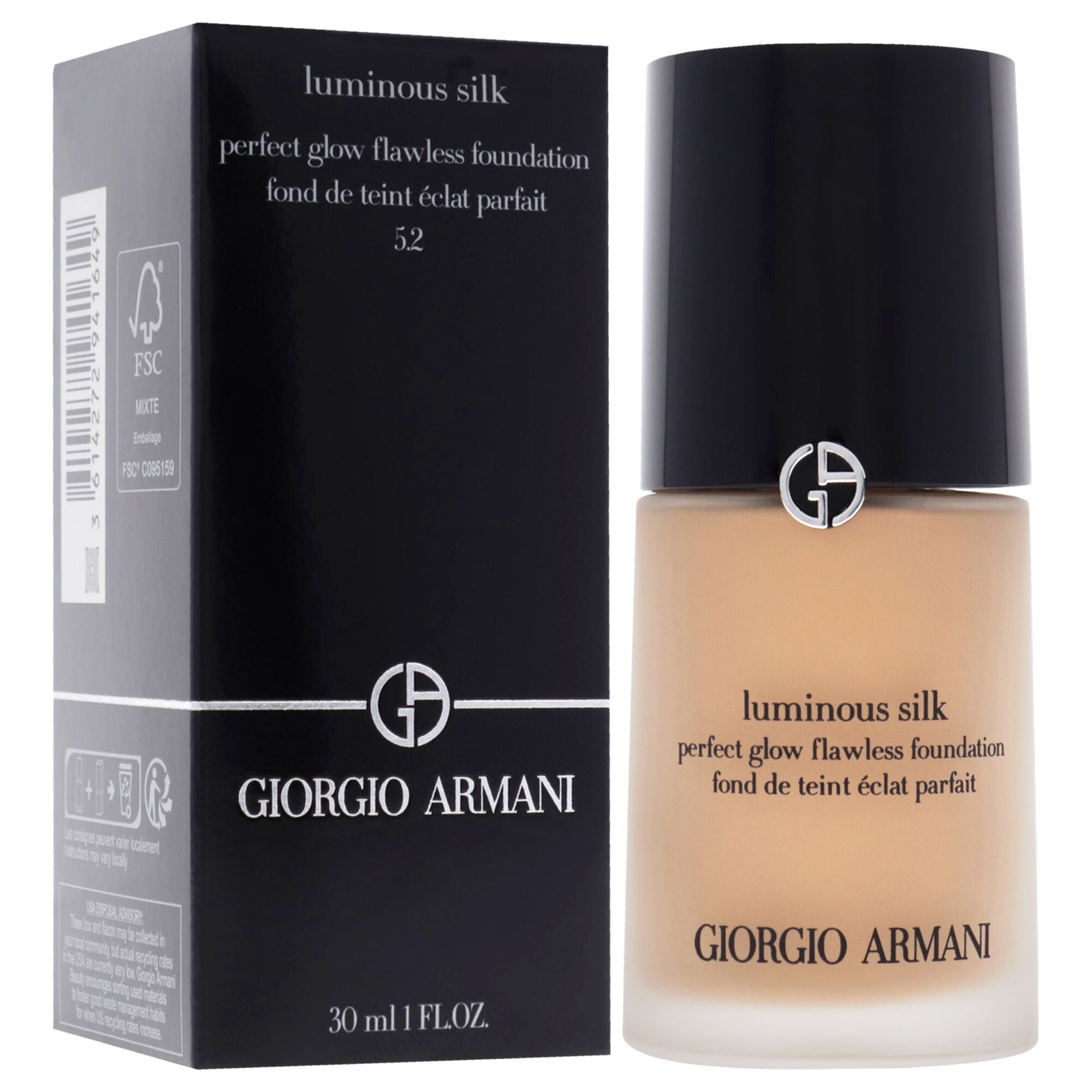 Luminous Silk Foundation - 5.2 Light to Medium Peach by Giorgio Armani for Women - 1 oz Foundation, See Description, alternate image number 2