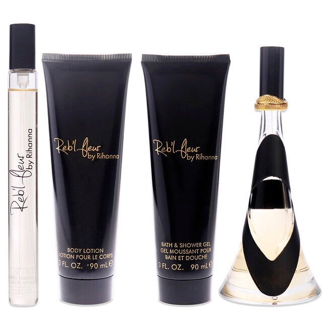 Rebl Fleur by Rihanna for Women - 4 Pc Gift Set 3.4oz EDP Spray, 3oz Body Lotion, 3oz Bath and Shower Gel, 10ml EDP Spray, , alternate image number null