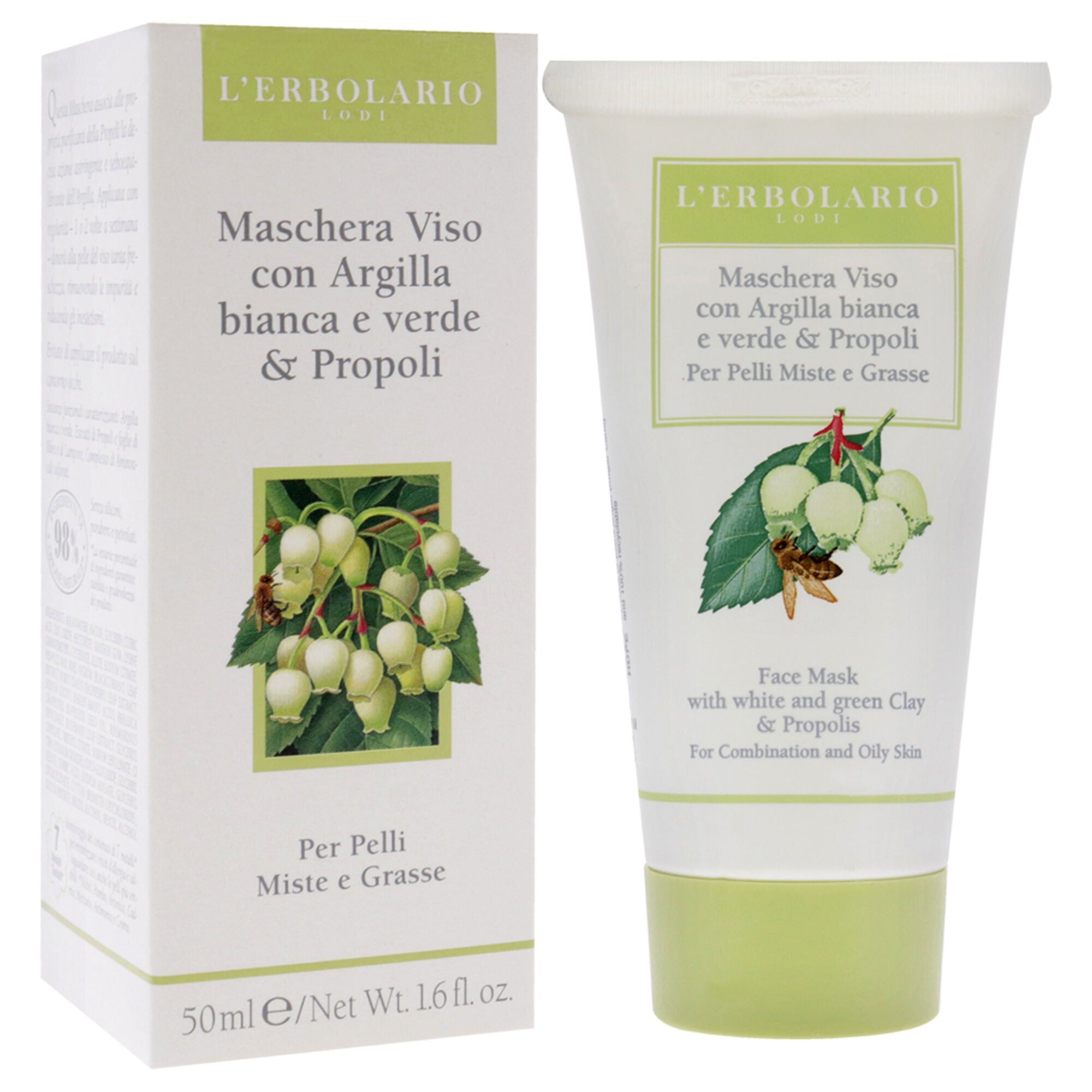 Face Mask - White and Green Clay by LErbolario for Unisex - 1.6 oz Mask, See Description, alternate image number 1